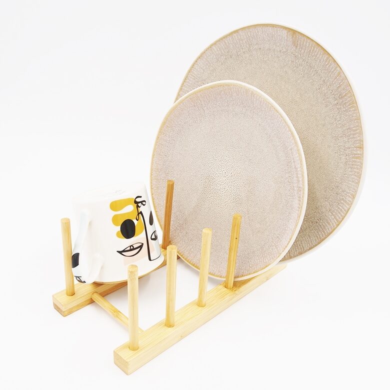 Natūrali bambukinė indų džiovyklė