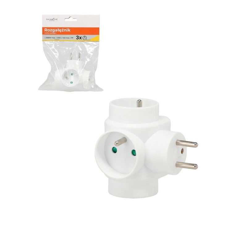 3 lizdų maitinimo adapteris baltas