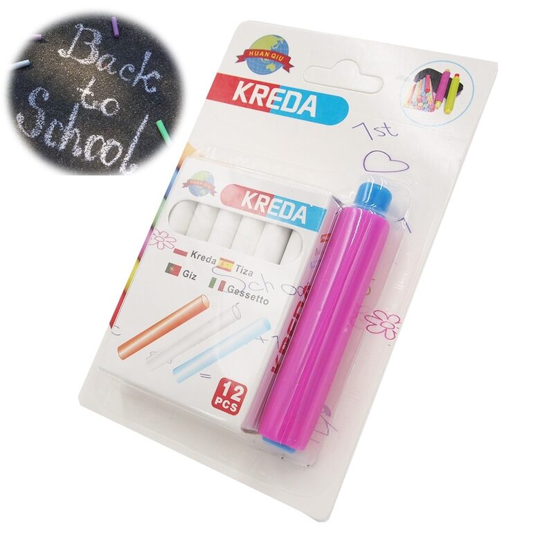 Baltos kreidelės su laikikliu 12vnt.