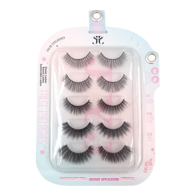 Penkių kruopščiai suformuotų blakstienų porų rinkinys