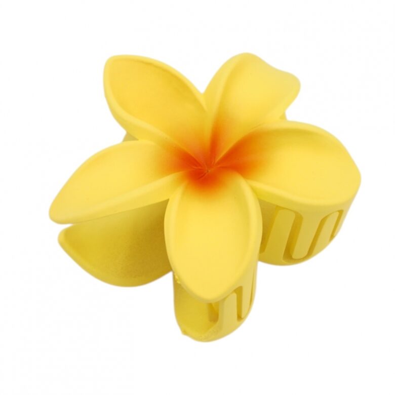 Plaukų segtukas su geltonu plumerijos žiedu