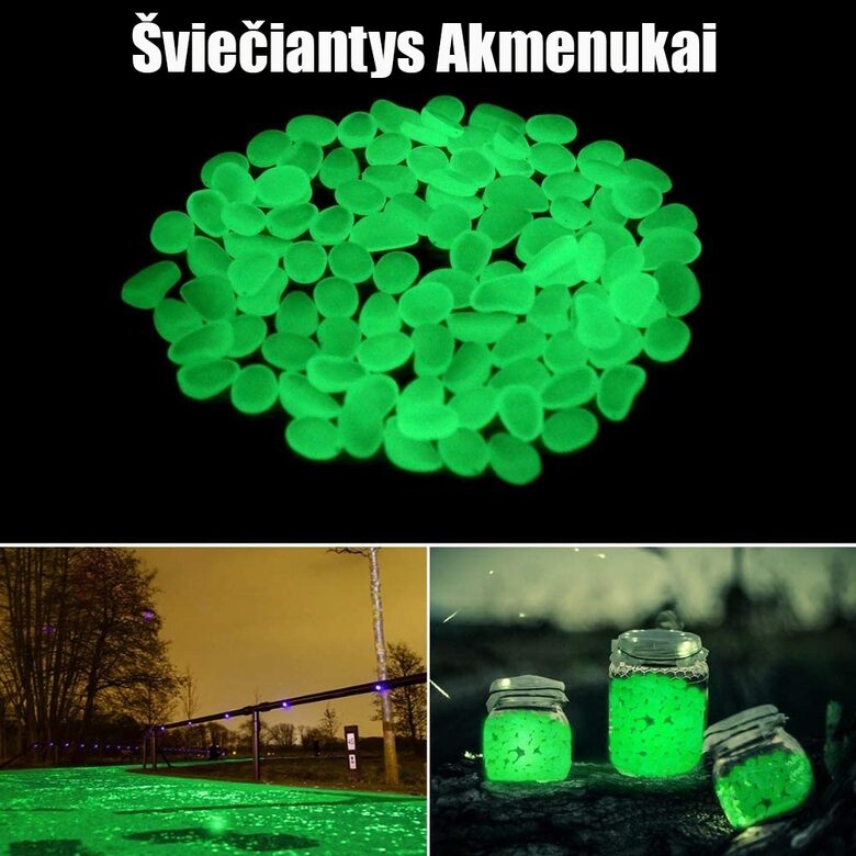 Naktį šviečiantys akmenukai (žalia)