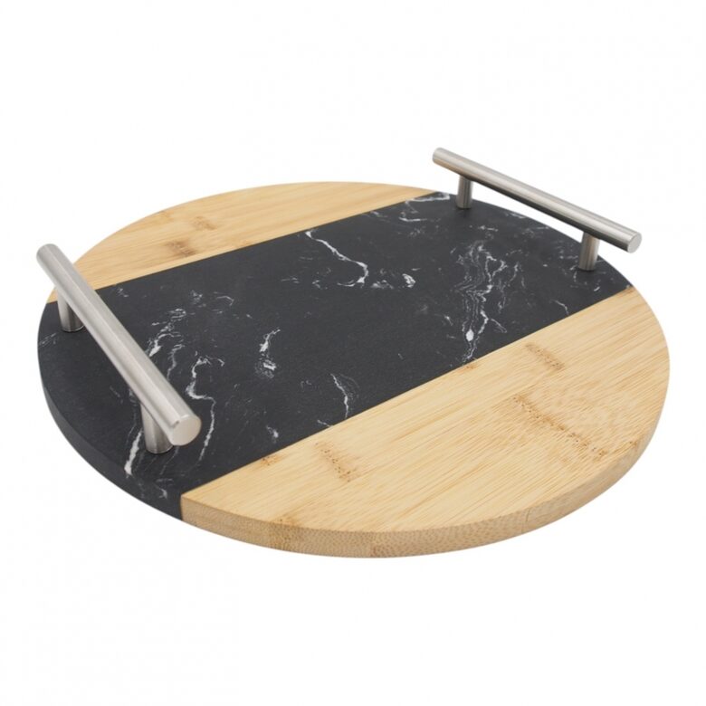 Apvalus marmurinis padėklas