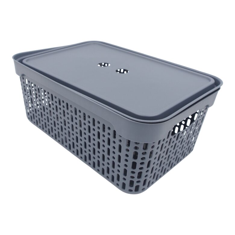 Plastikinė dėžutė su dangčiu 30×20×9 cm PILKA