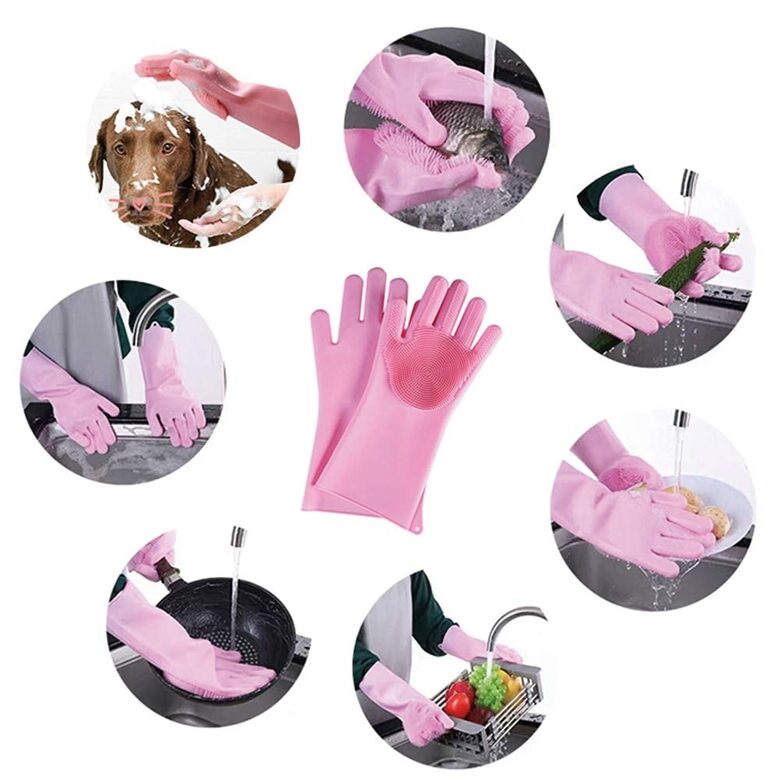 Silikoninės plovimo - valymo pirštinės 2vnt.