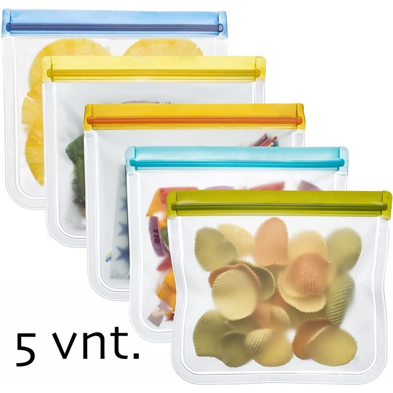 Silikoniniai šaldymo maišeliai 5 vnt.