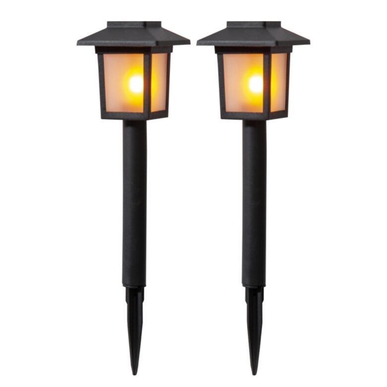 Sodo žibintai su saulės baterija 2 vnt. rinkinys