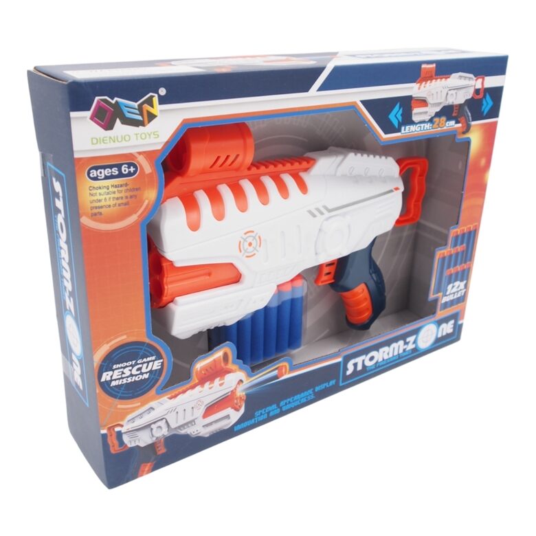 Šaudymo pistoletas vaikams su minkštomis kulkomis 12 vnt.