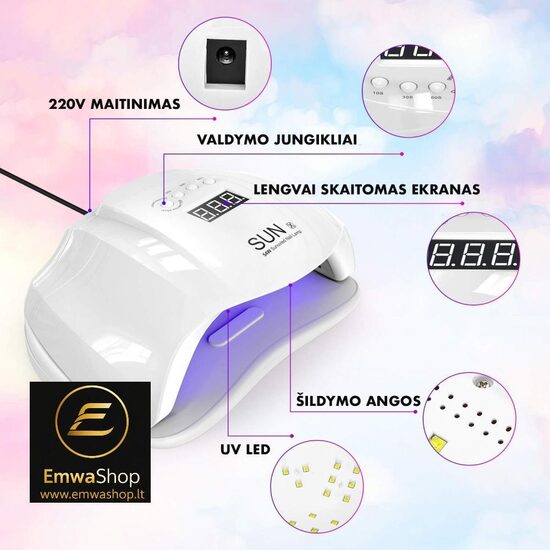 Hibridinė lempa nagams UV/ LED SUN 54W 