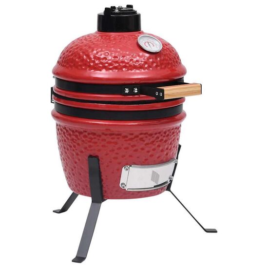 2-in-1 Kamado grilis - rūkikla 56 cm, keramika - raudona