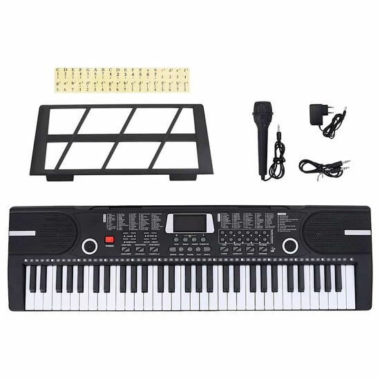 Pianino elektrinė klaviatūra su muzikos stendu vaikams ,,61 Keys"