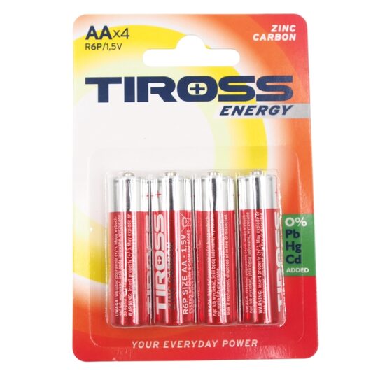 Baterijos TIROSS ENERGY AA R6P 1.5V (4 vnt.)