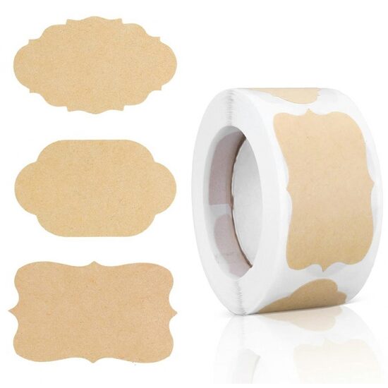 300 vnt. kraft popieriaus lipnių etikečių/lipdukų rinkinys
