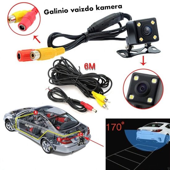 Galinio vaizdo kamera su naktiniu švietimu