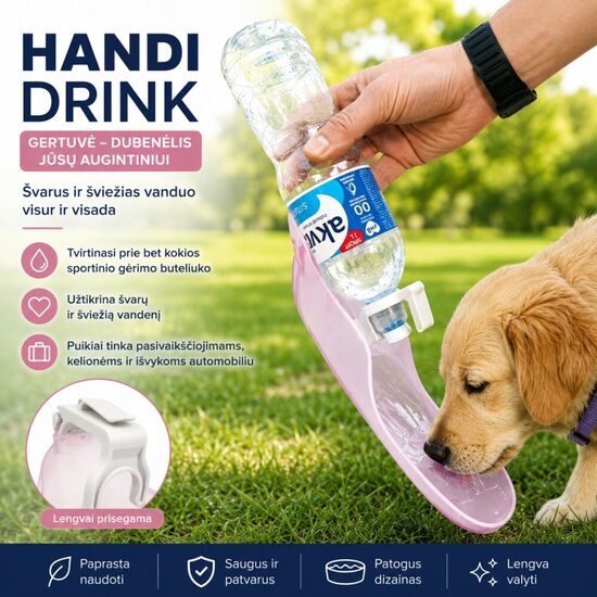 Kelioninė gertuvė - dubenėlis augintiniams ,,HANDI DRINK"