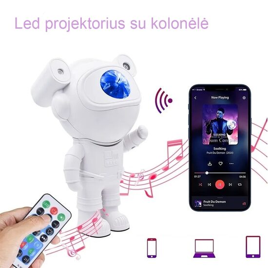 LED projektorius Astronautas su kolonėle 