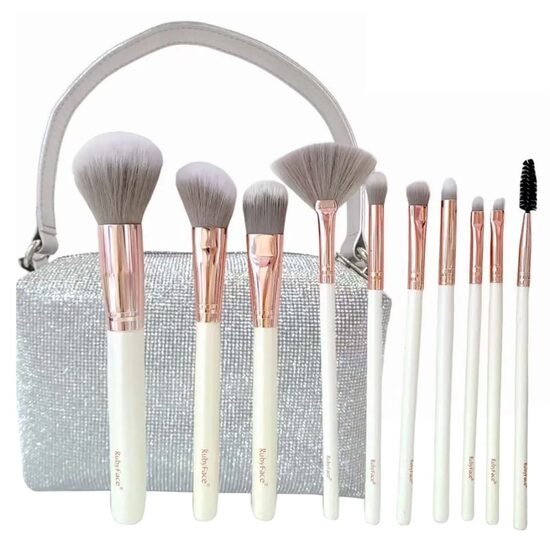 Makiažo šepetėliai + krepšys