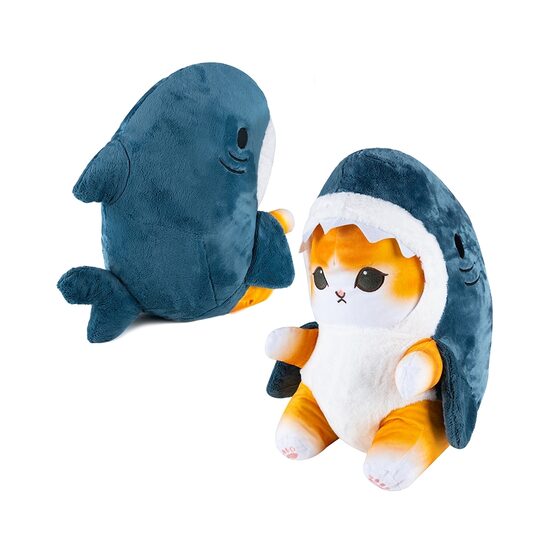 Minkšta pliušinė pagalvėlė – katinas rykliuko kostiume