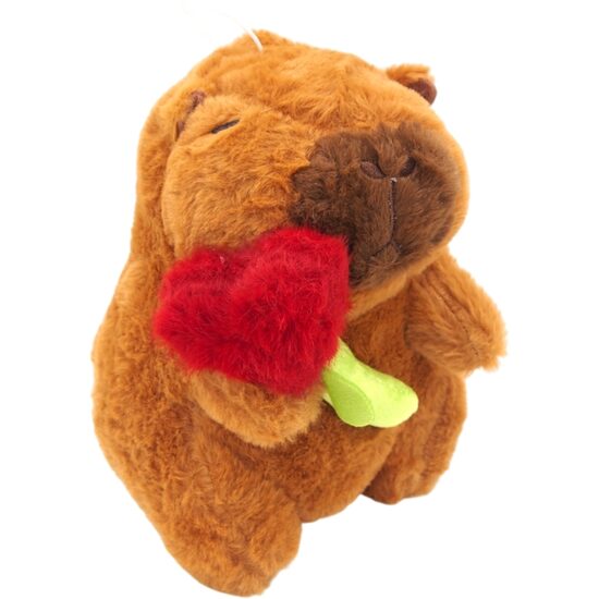 Minkštas pliušinis žaislas kapibara su širdelės gėle