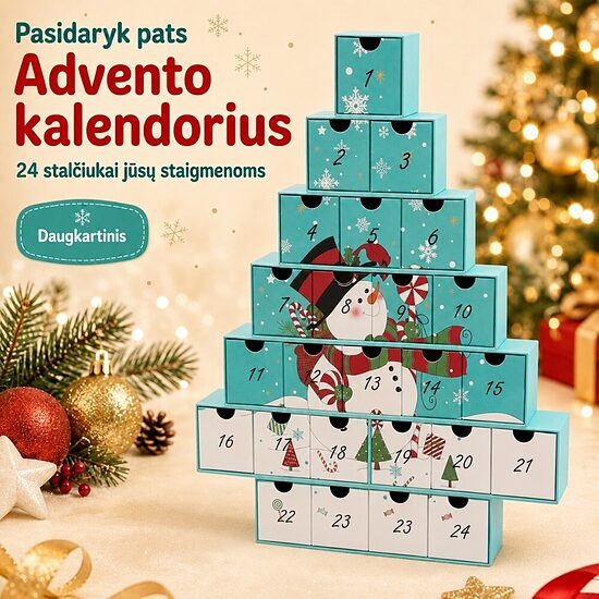 Advento kalendorius su 24 stalčiukais