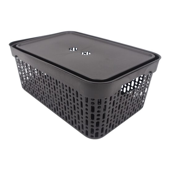 Plastikinė dėžutė su dangčiu 30×20×13 cm JUODA