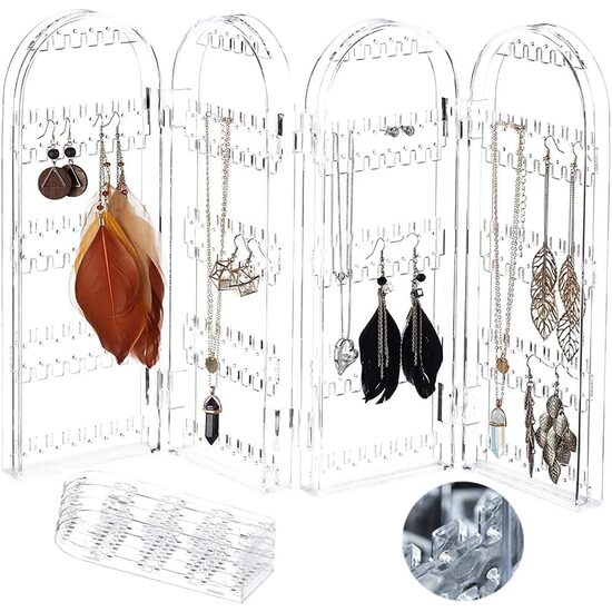 Skaidrus auskarų ir papuošalų stovas 4 dalių