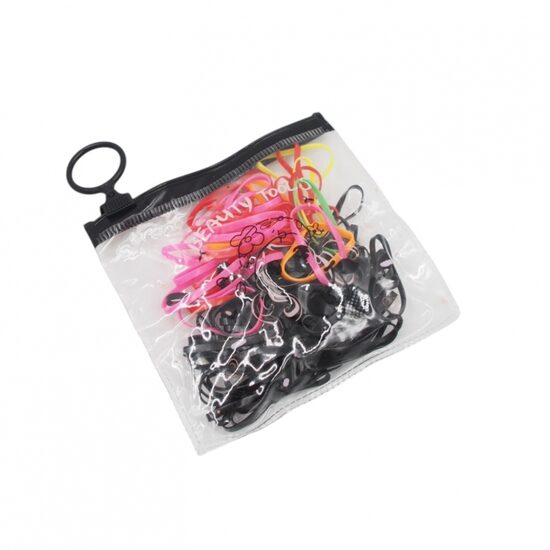 Spalvoti plaukų gumyčių rinkinys maišelyje