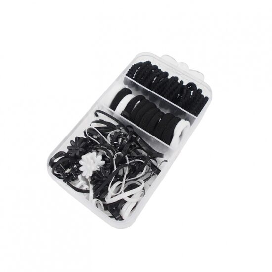 Vaikiškas plaukų aksesuarų rinkinys (juoda/balta spalva)